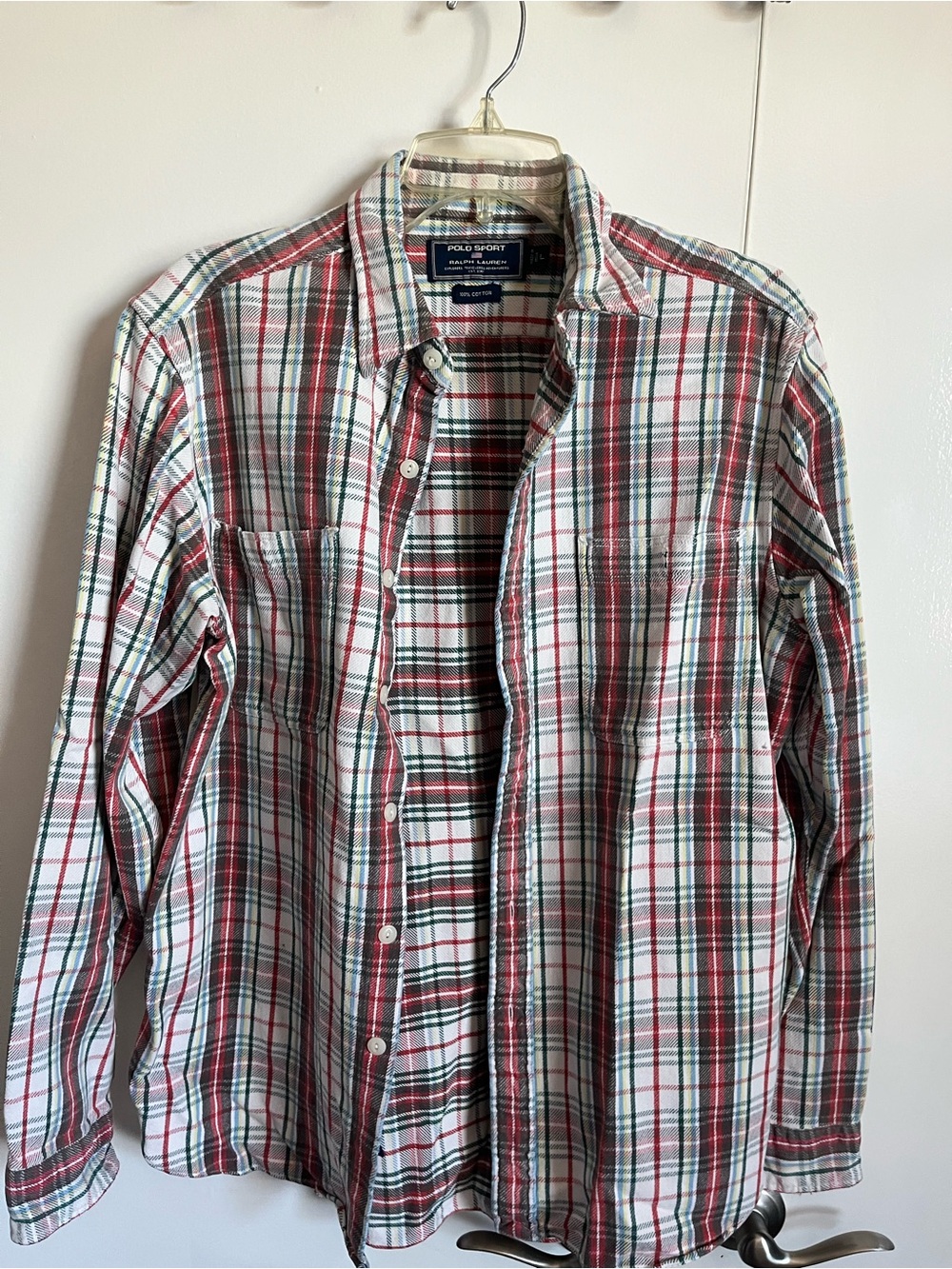 Polo Sportsman Ralph Lauren Mens XL Shirt Plaid 100% Cotton Heavy Vintage